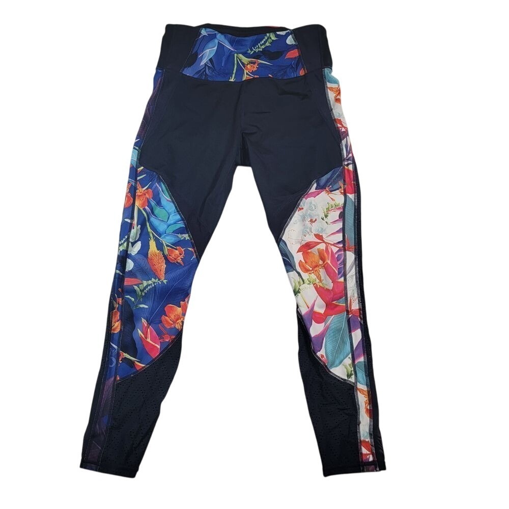 Athleta Precision High‎ Rise 7/8 Leggings Sz Medium Tropical Multicolor Workout